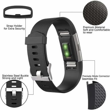 Fitbit Charge 2 vaihtoranneke silikoni 3-pakkaus (S) Musta/harmaa/valkoinen