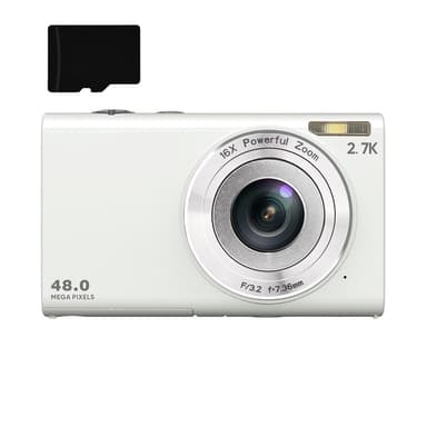 Digikamera 48MP 2,7K FHD 16X digitaalinen zoom 2,88 tuuman näyttö Valkoinen