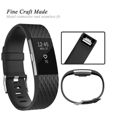 Fitbit Charge 2 ranneke silikoni musta (L)