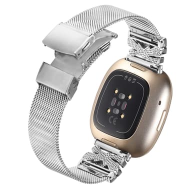 Ruostumattomasta teräksestä valmistettu kellohihna Fitbit Versa3/4/Sense 2:lle Hopea