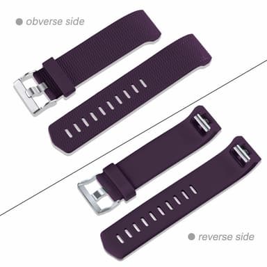 Fitbit Charge 2 vaihtoranneke silikoni 3-pakkaus (S) Musta/sininen/violetti