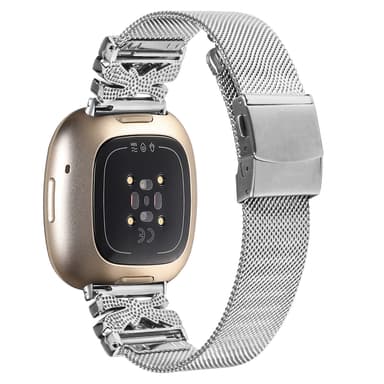 Ruostumattomasta teräksestä valmistettu kellohihna Fitbit Versa3/4/Sense 2:lle Hopea