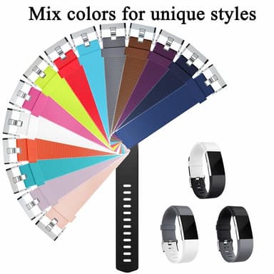 Fitbit Charge 2 vaihtoranneke silikoni 3-pakkaus (S) Musta/sininen/violetti