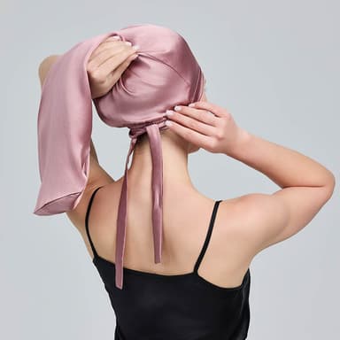Säädettävä pitkä silkkinen unihattu Vaaleanpunainen