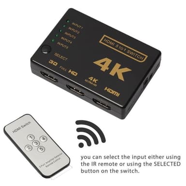 HDMI-kytkin 5x1 - 4K / 3D kaukosäätimellä