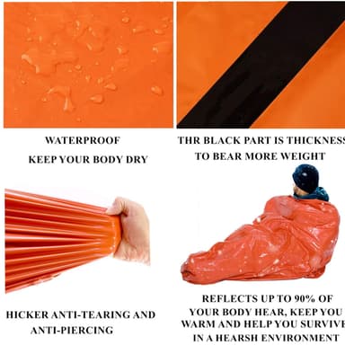 Pelastuspeittomakuupussi hätätilanteisiin 210×91 cm Oranssi