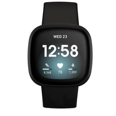 Kellon ranneke Fitbit Versa4/Fitbit Versa3/Fitbit Sense/Fitbit Sense2 Musta S
