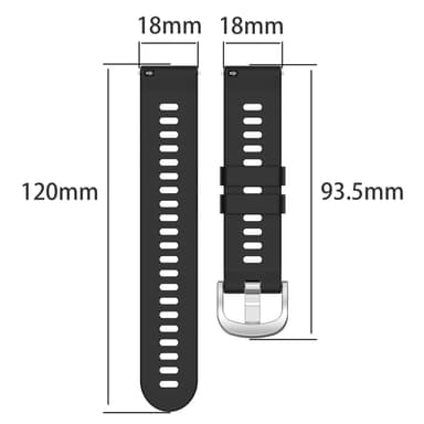 Silikoniranneke Garmin Forerunner 265S: Musta 18 mm