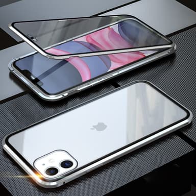 Magneettinen kotelo iPhonelle, kaksipuolinen karkaistu lasi Hopea iPhone 16 Pro Max