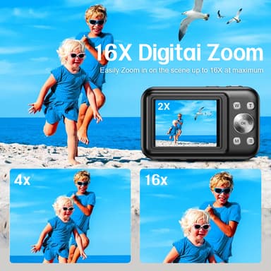 Digikamera 1080P 44MP 16 x zoom 2,4 tuuman näyttö Vaaleanpunainen