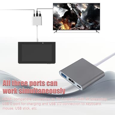 USB-C-moniporttinen sovitin USB- (PD), USB-C-, 4K HDMI -yhteensopiva