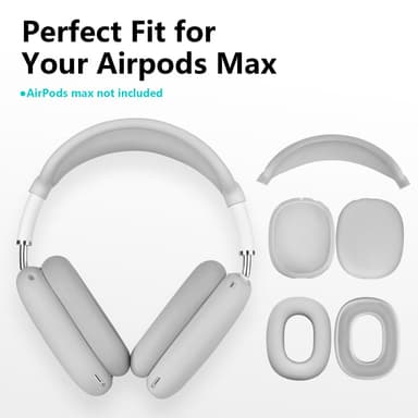 Korvatyynyt, suojakuori ja sankatyyny Airpods Max -kuulokkeille Vaalean harmaa
