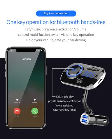 Langaton FM-lähetin autoon LED 7 väriä QC3.0 pikalaturi