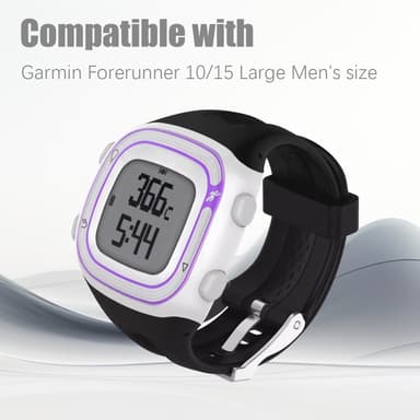 Silikoninen vaihtohihna Garmin Forerunner 10/15 Large miesten koko Musta