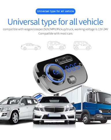 Langaton FM-lähetin autoon LED 7 väriä QC3.0 pikalaturi