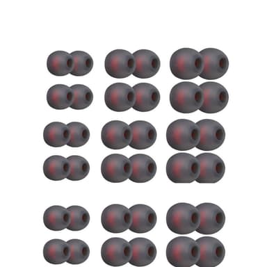 Silikoniset korvatyynyt 4,5–6 mm:n in-ear kuulokkeille, 3 kokoa 18 paria Harmaa