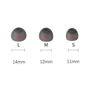 Silikoniset korvatyynyt 4,5–6 mm:n in-ear kuulokkeille, 3 kokoa 18 paria Harmaa