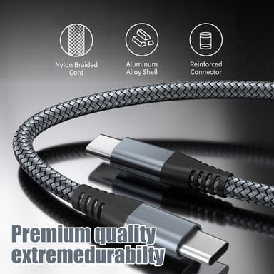 USB-C-latauskaapeli 60 W pikalataus, yhteensopiva iPhone 15/Plus/Pro Max, Samsung Galaxy S24/S23/S22, Pixel 7 Pro kanssa Harmaa 1 m