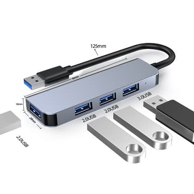 USB-keskitin, jossa 1 USB3.0-portti ja 3 USB2.0-porttia
