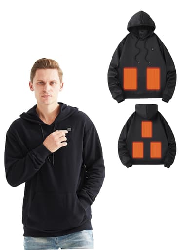 Lämmitetty huppari 5 lämpövyöhykkeellä Musta XL