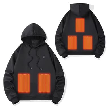 Lämmitetty huppari 5 lämpövyöhykkeellä Musta XL