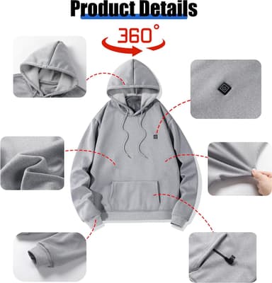 Lämmitetty huppari 5 lämpövyöhykkeellä Harmaa L
