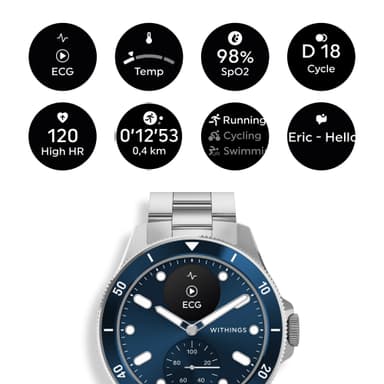 Withings ScanWatch Nova hybridikello 42 mm (sininen)