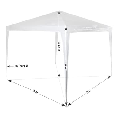 Paviljonki 3x3m - valkoinen
