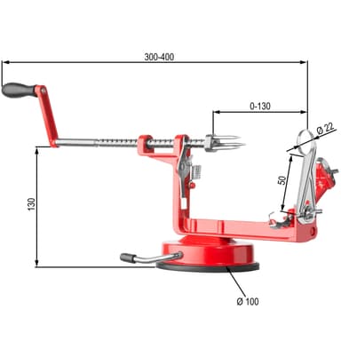 Omenan kuorimakone 3-in-1 - punainen
