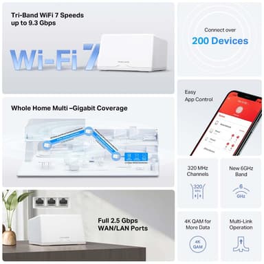 Mercusys Halo H47BE WiFi 7 reititin (2 kpl)