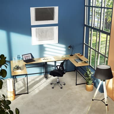 Kulmapöytä Melrose (140x130x76.5cm) - Teollinen tumma puu, maalaismainen