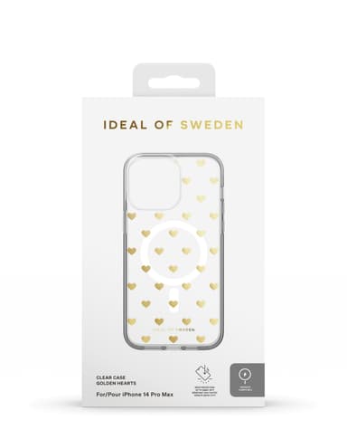 Clear Case MagSafe iPhone 14PM Golden Hearts
