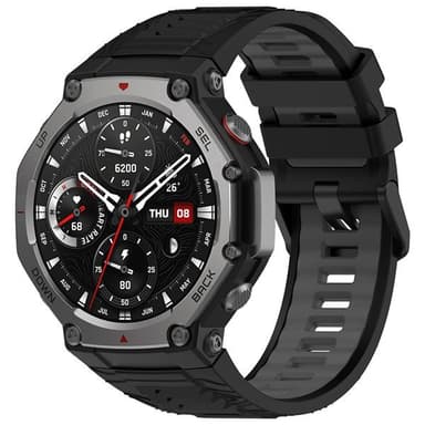 Silikoniranneke Amazfit T-REX 3:lle - Svart/harmaa