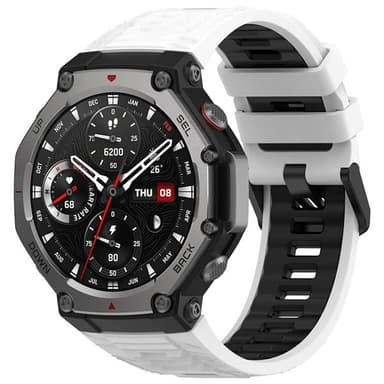 Silikoniranneke Amazfit T-REX 3:lle - Valkoinen/Svart
