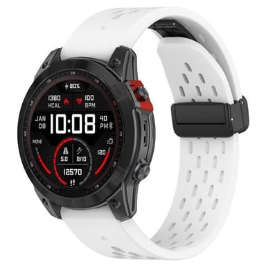 Silikoniranneke Garmin Fenix 5 / 6 / 7 / 8 20mm - Valkoinen - Silikoniranneke Fenix 5 / 6 / 7 / 8 20mm - valkoinen