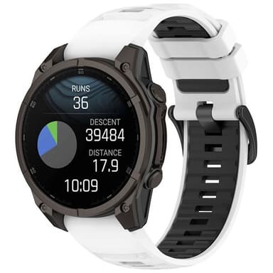 Silikoniranneke Garmin Fenix 8 47mm - Valkoinen/Svart varten