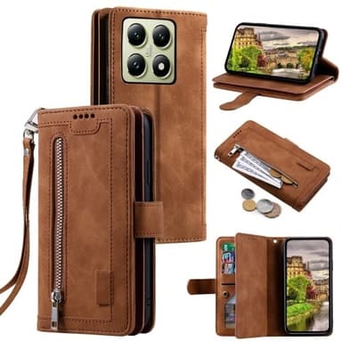 Xiaomi 14T Pro Kuori Vetoketjutaskulla ja 9 Korttipaikalla