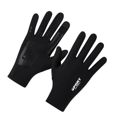 Sport kosketusnäyttökäsineet - musta ohut fleece, koko sormi L