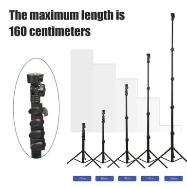 Mobiilijalusta / kameran kolmijalka selfie stick -jalusta (45-160 cm)