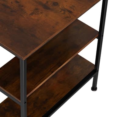 Työpöytä hyllyllä (120x60x75.5cm) - Teollinen tumma puu, maalaismainen