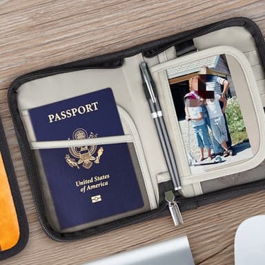 RFID-suojattu passin ja matkustusasiakirjan pidike Musta