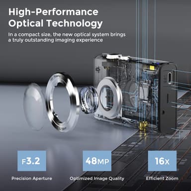 Digikamera 48MP 2,7K FHD 16X digitaalinen zoom 2,88 tuuman näyttö Valkoinen