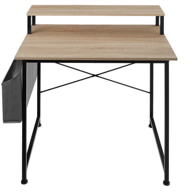 Pöytä hyllyllä ja kangaskassilla - teollinen vaalea puu, tammi, 80 cm