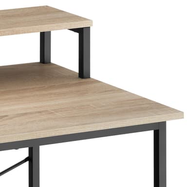 Pöytä hyllyllä ja kangaskassilla - teollinen vaalea puu, tammi, 80 cm