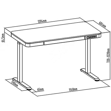 Desk Zola | Sähköisesti korkeussäädettävä tietokonepöytä (72-122 cm korkea). -