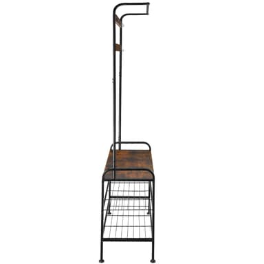 Takki- ja kenkäteline - 85.5x36x184cm, Teollinen tumma puu, maalaismainen