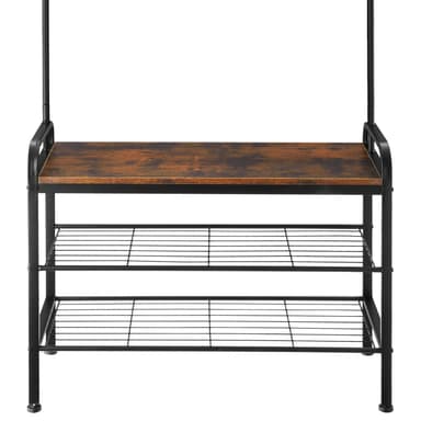 Takki- ja kenkäteline - 85.5x36x184cm, Teollinen tumma puu, maalaismainen
