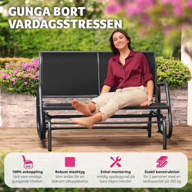 Puutarhakeinu Greta, 2-istuttava (121x72x86.5cm) -