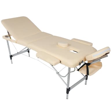 3-alueinen hierontapöytä alumiini 3cm pehmuste - beige