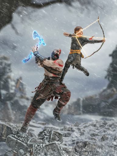 Iron Studios God of War toimintafiguuri (Kratos & Atreus)